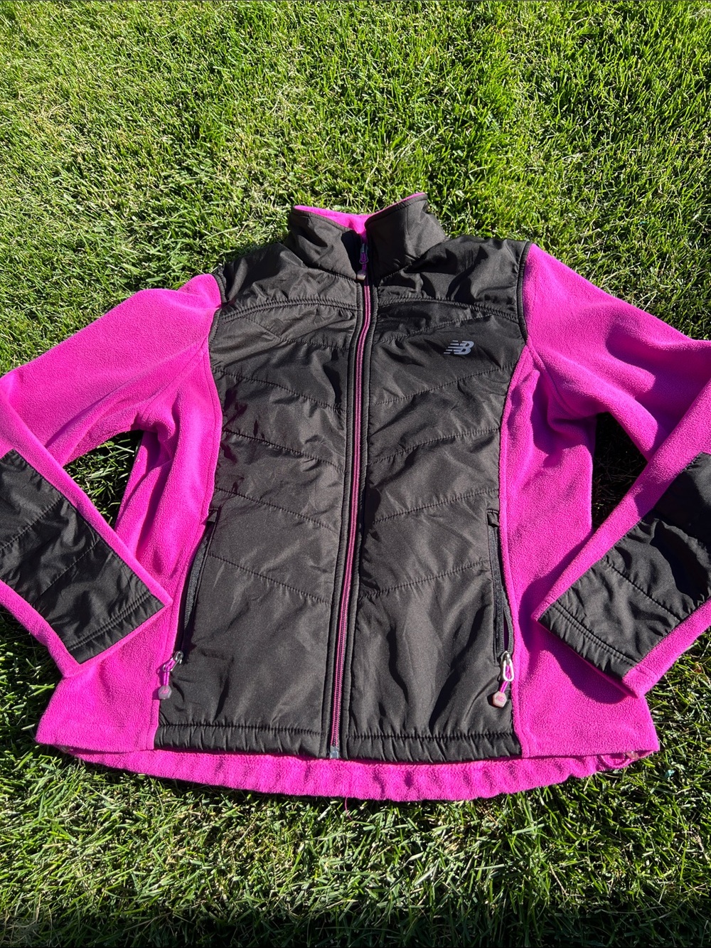 New Balance Pink and Black Women's Fleece Jacket for running
